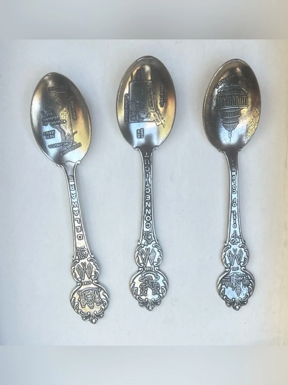 Vintage Souvenir Spoon Lot of 3 Delaware New York & Washington DC US Collectible